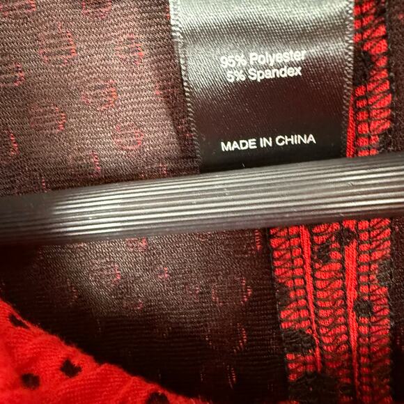 NEW NWT Ali Miles Sz Small Vibrant Red Wearable Art Christmas Blouse Shirt Top - Picture 4 of 8